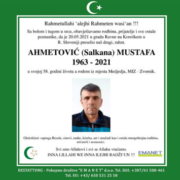 AHMETOVIĆ (Salkana) MUSTAVA (1963-2021)